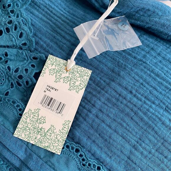 NWT Hyacinth House Teal Eyelet Tatum Blouse - Picture 5 of 6